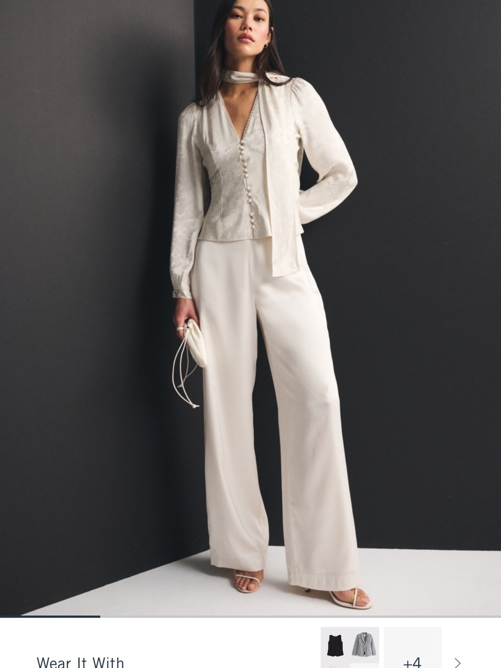 Abercrombie & Fitch Cream Wide-Leg Pants